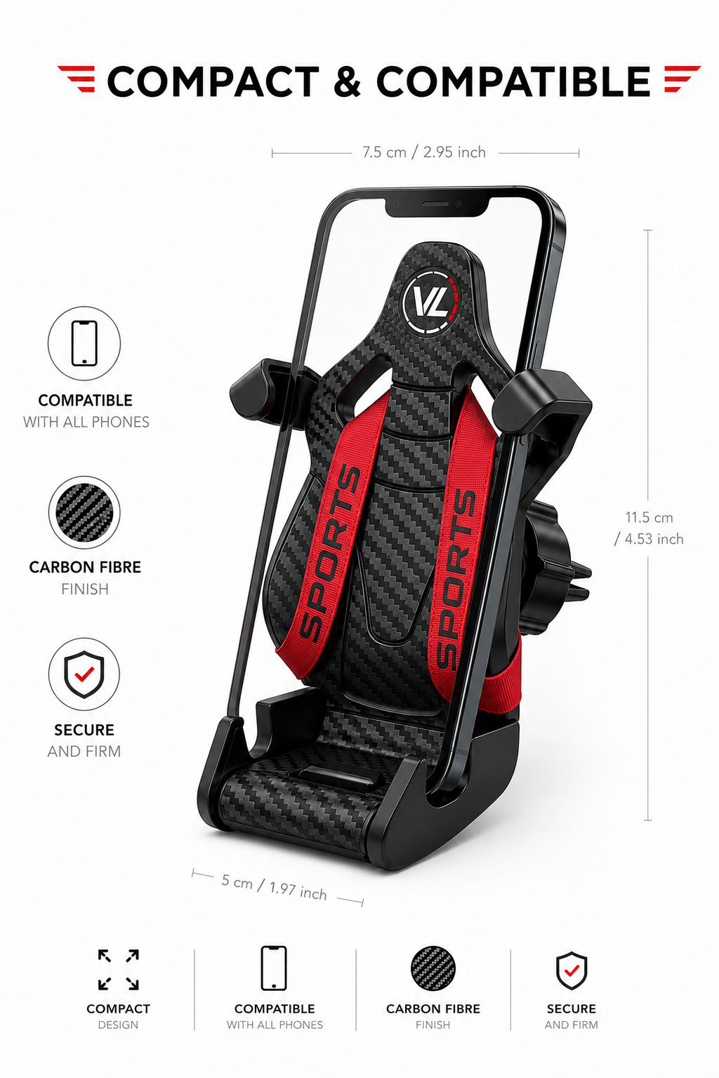Victory Lap™ Carbon Bucket Phone Holder